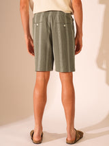 Men's Green Casual Regular Fit Striped Shorts