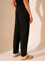 Men's Black Casual Regular Fit Solid Trousers