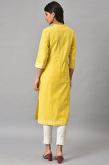 Women's Geometric Stripe Printed Cotton Straight Kurta