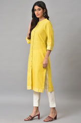Women's Geometric Stripe Printed Cotton Straight Kurta
