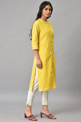 Women's Geometric Stripe Printed Cotton Straight Kurta
