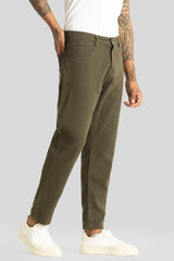 Men's Olive Casual Regular Fit Solid Chinos
