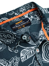 Men's Slim Fit Floral Printed Half Sleeves Cutaway Collar Casual Shirt