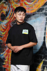 Unisex Black-Coloured Oversized Pure Cotton Drop-Shoulder Tshirt
