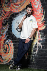 Unisex White-Coloured Oversized Pure Cotton Drop-Shoulder Tshirt