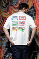Unisex White-Coloured Oversized Pure Cotton Drop-Shoulder Tshirt
