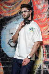 Unisex White-Coloured Oversized Pure Cotton Drop-Shoulder Tshirt