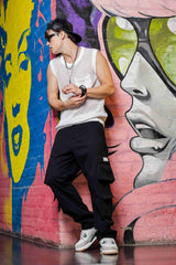 Unisex Black Baggy Cargo