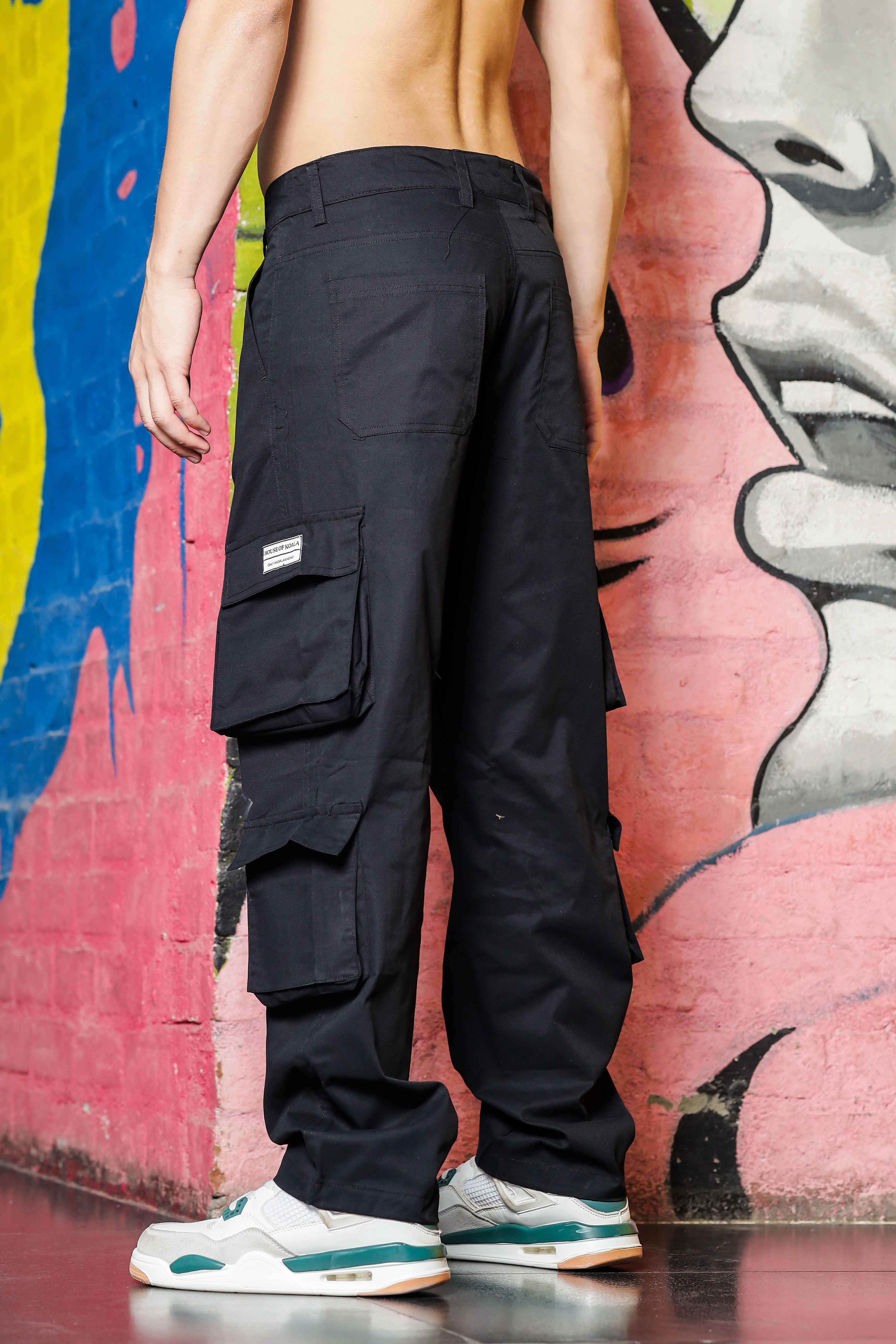 Unisex Black Baggy Cargo