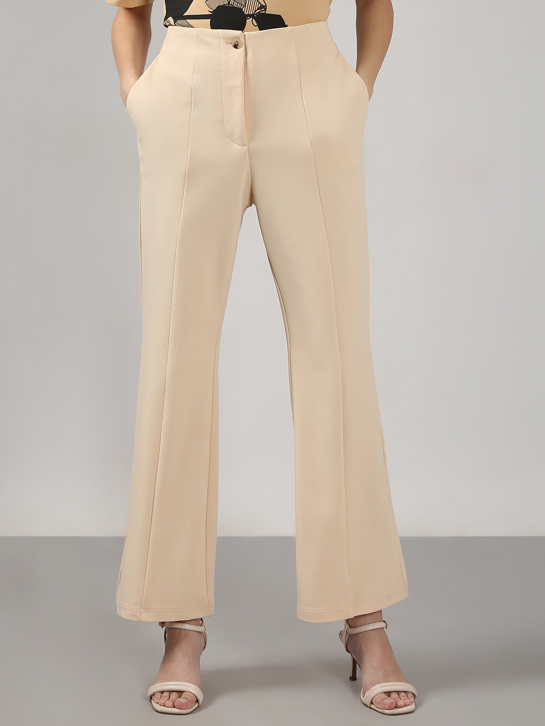 Women's Beige Flared Pants
