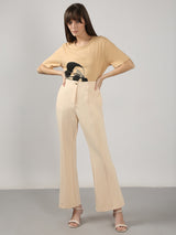 Women's Beige Flared Pants