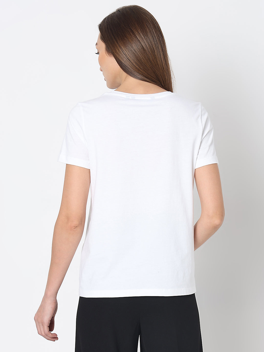 Women's White Graphic Print T-Shirt