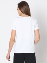 Women's White Graphic Print T-Shirt