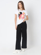 Women's White Graphic Print T-Shirt
