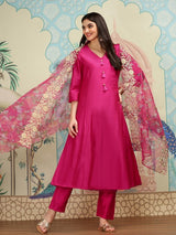 Women's Pink Kurta Set with Duppatta