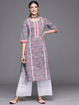 Women's Multicolor Cotton Printed Straight Kurta
