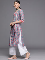 Women's Multicolor Cotton Printed Straight Kurta