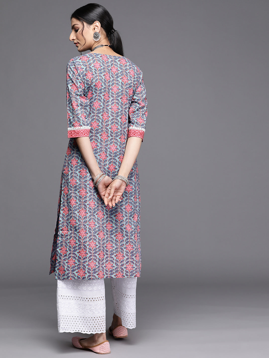 Women's Multicolor Cotton Printed Straight Kurta