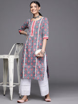 Women's Multicolor Cotton Printed Straight Kurta