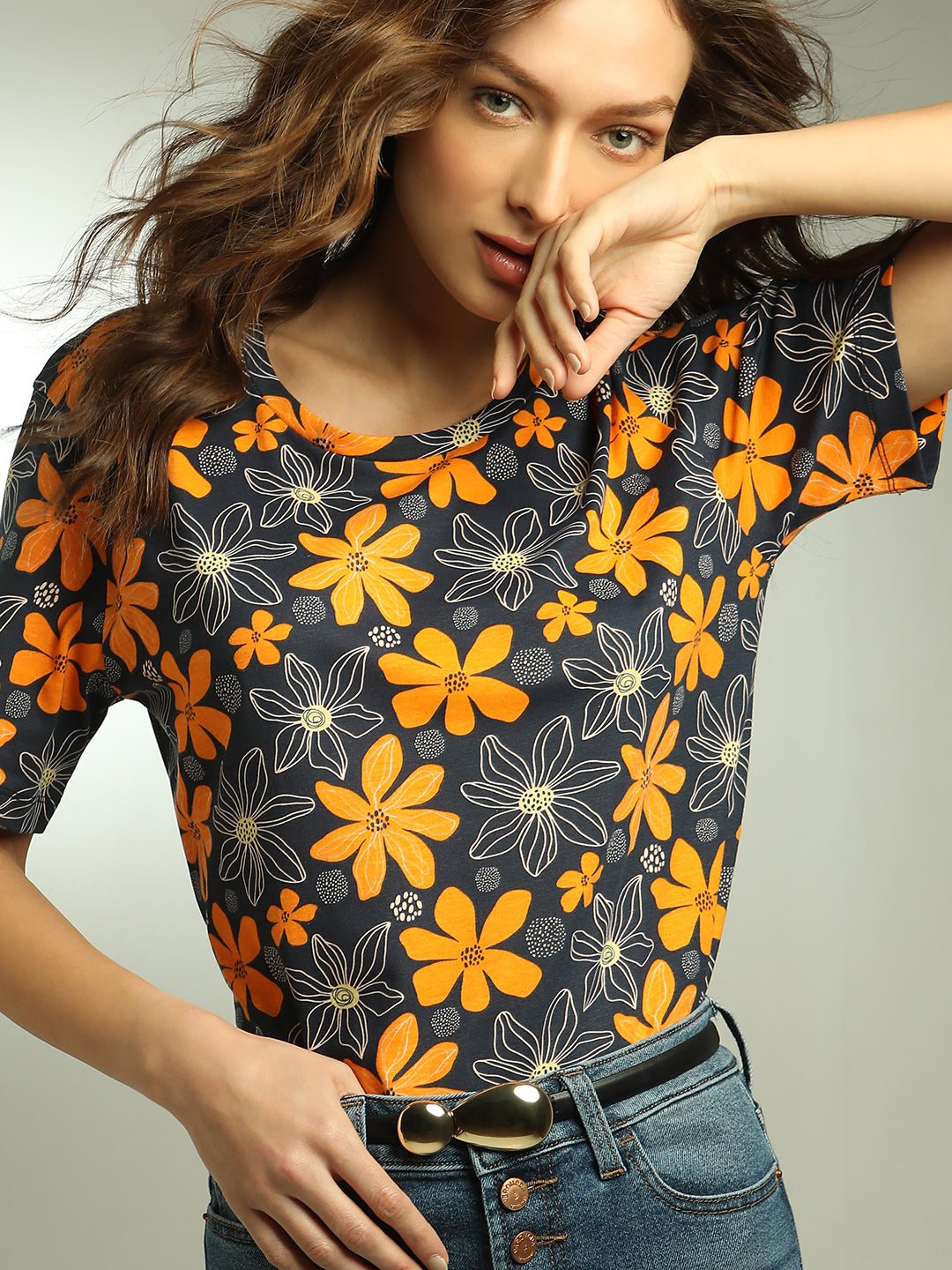 Women's Blue Floral T-Shirt