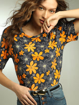 Women's Blue Floral T-Shirt