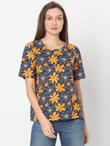 Women's Blue Floral T-Shirt