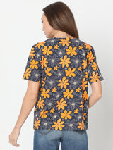 Women's Blue Floral T-Shirt