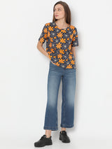Women's Blue Floral T-Shirt