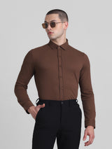 Men's Brown Casual Slim Fit Full Sleeves Shirt