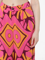 Women's Pink Woven Casual Printed Regular Fit Pant