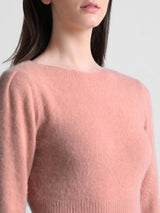 Women's Pink Solid Casual Fluffy Pullover