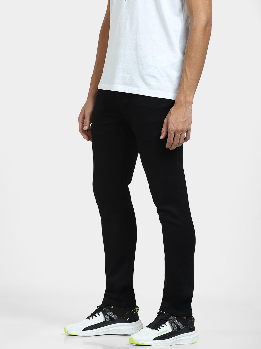 Men's Black Casual Slim Fit Solid  Jeans