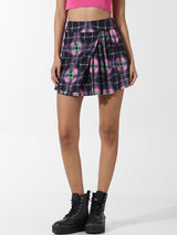 Women's Black Woven Casual Printed Mini Skirt