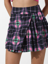 Women's Black Woven Casual Printed Mini Skirt
