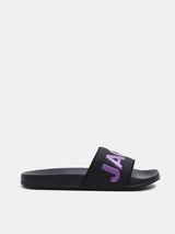 Men's Black Casual Printed Slides