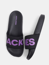 Men's Black Casual Printed Slides