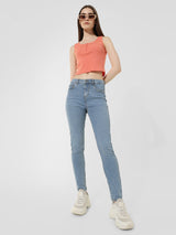 Women's Blue Woven Casual Solid Regular Fit Jeans