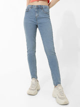 Women's Blue Woven Casual Solid Regular Fit Jeans