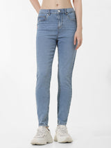 Women's Blue Woven Casual Solid Regular Fit Jeans