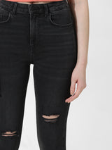 Women's Black Woven Casual Solid Regular Fit Jeans