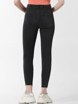 Women's Black Woven Casual Solid Regular Fit Jeans