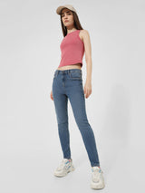 Women's Blue Woven Casual Solid Regular Fit Jeans