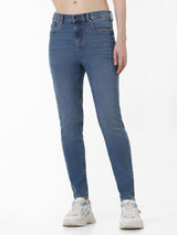 Women's Blue Woven Casual Solid Regular Fit Jeans