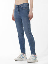 Women's Blue Woven Casual Solid Regular Fit Jeans