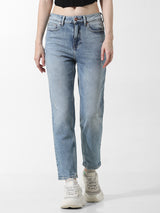 Women's Blue Woven Casual Solid Regular Fit Jeans