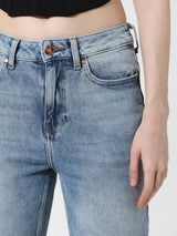 Women's Blue Woven Casual Solid Regular Fit Jeans