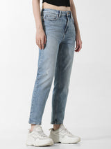 Women's Blue Woven Casual Solid Regular Fit Jeans