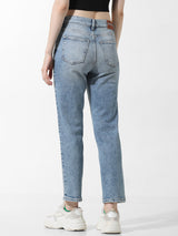 Women's Blue Woven Casual Solid Regular Fit Jeans