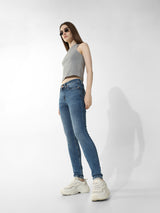 Women's Blue Woven Casual Solid Regular Fit Jeans