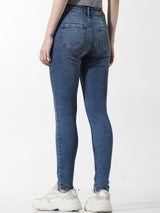 Women's Blue Woven Casual Solid Regular Fit Jeans